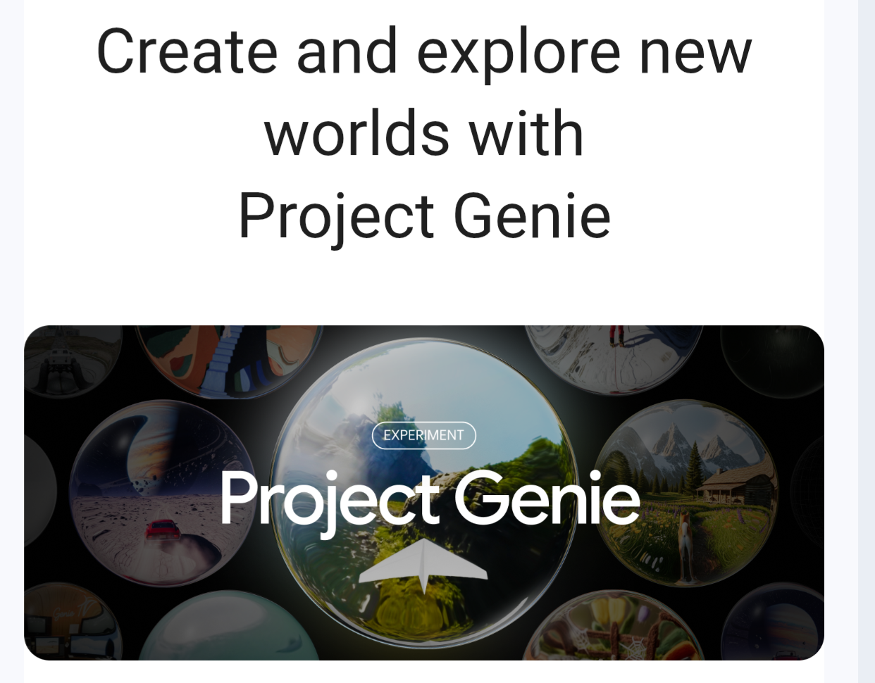 Screenshot of the Project Genie excerpt