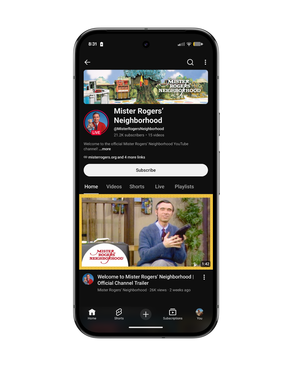 Frame of Mr. Rogers YouTube Channel