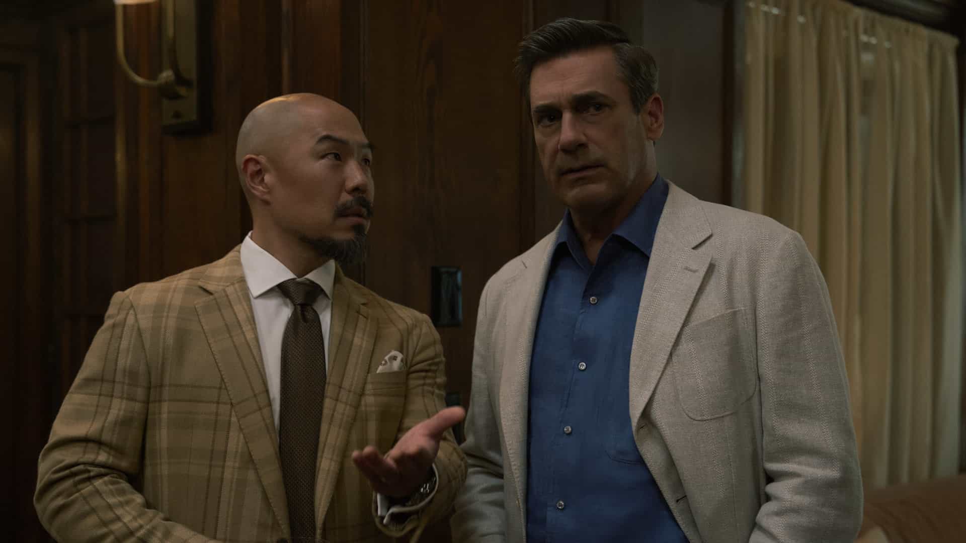 Coop and Barnie talking to one another on Your Friends and Neighbors