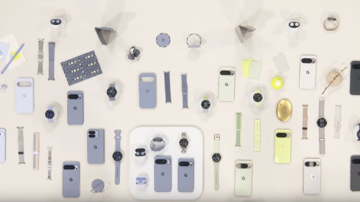 Top down shot of Google Pixel Hardware